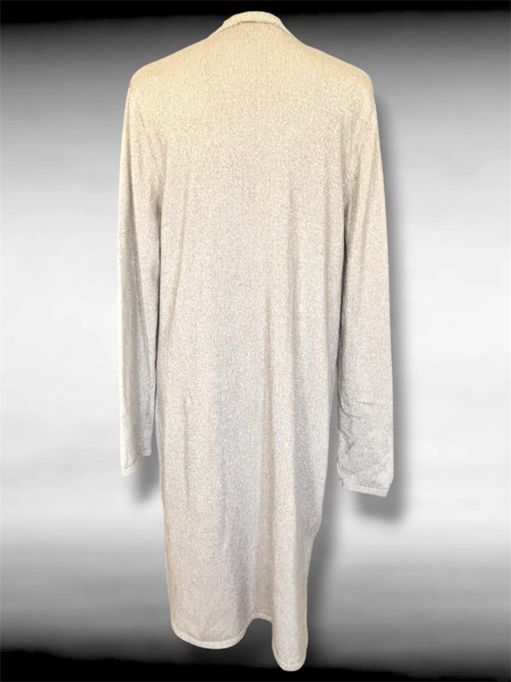T Tahari Women's Medium Champagne Glitter Long Lightweight Open Cardigan NWT - Picture 3 of 8